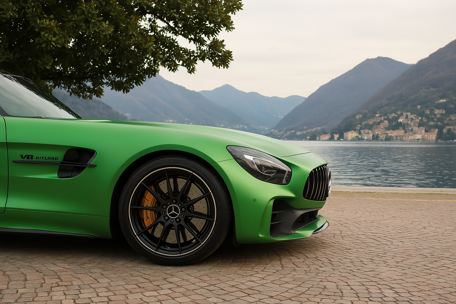 Mercedes SL AMG sul Lago di Como durante il Raduno di Rocca d'Italia 2024
